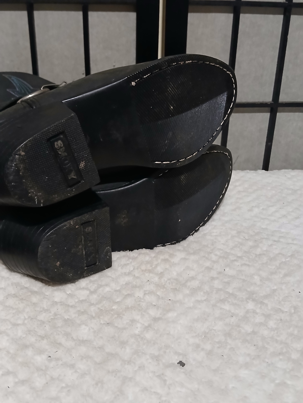 Black Studded Western Heeled Boots with Chain Accent - Picture 9 of 11